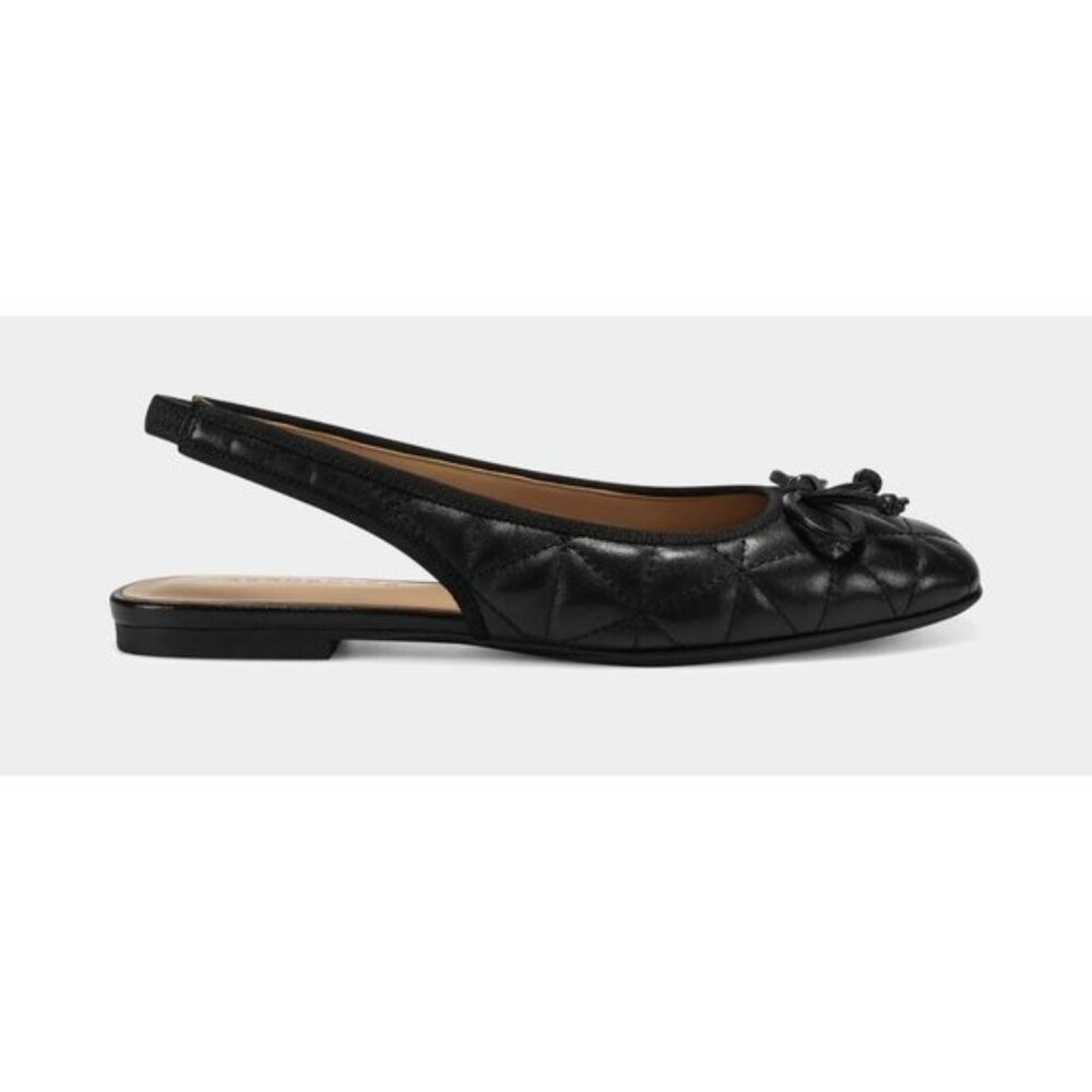 Aerosoles Catarina Quilted Slingback Flat in Black Quilted Leather - Picture 2 of 8